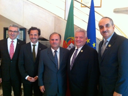 At the Portuguese Embassy. From left, Jean-Luc Eiselé (FDI executive director), myself, João Caetano da Silva (ambassador), Jaime Edelson and Victor Guerrero (both from the Mexican Dental Association and Local Organizing Committee)
