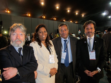 From left to right, with the Portuguese director-general of Health, Dr. Francisco George, the vice-minister of Health from Mozambique, the secretary of state for Health, Dr. Manuel Teixeira, and myself.