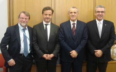 From left, Poul Erik Petersen, WHO Global Oral Health Programme, myself, Ala Alwan, WHO Chronic Diseases Prevention and Management coordinator, and Jean-Luc Eiselé, FDI executive director. 