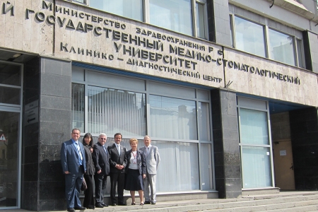 From left to right, António Cláudio, Elena Ivanova, professor from ERO/FDI Working Group Academic/Professional Relations, Solomon A. Rabinovich, professor and vice rector for academic activities and international affairs, Me and Alexandr V. Konarev, editor in chief of Stomatology International Dental Review.