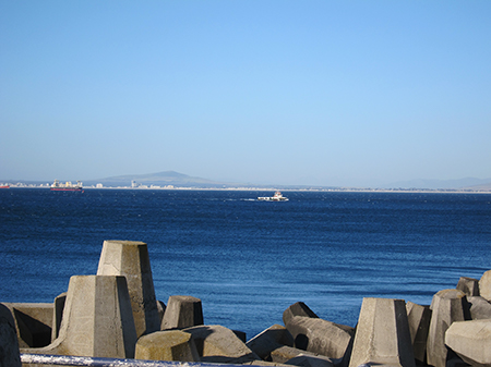 A view to Robben Island, from the harbour.